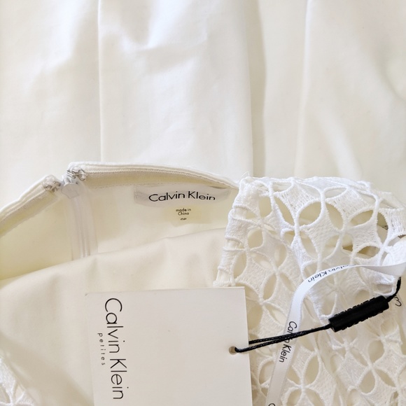 Calvin Klein White Illusion Lace Eyelet Dress - Picture 3 of 5